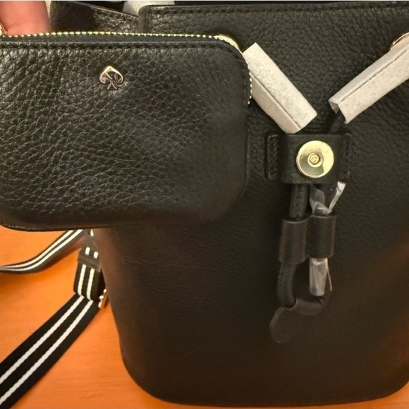 NWT Kate Spade New York Rosie Pebbled Leather Black Mini Backpack And Coin Pouch - Picture 5 of 6